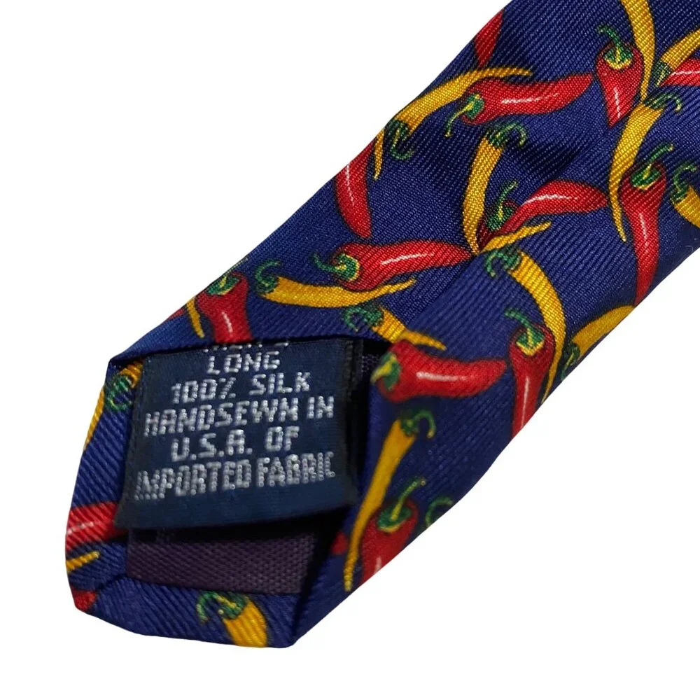 Lands‎ End Mens Hot Chili Peppers Necktie Novelty Whimsy Career Office Business